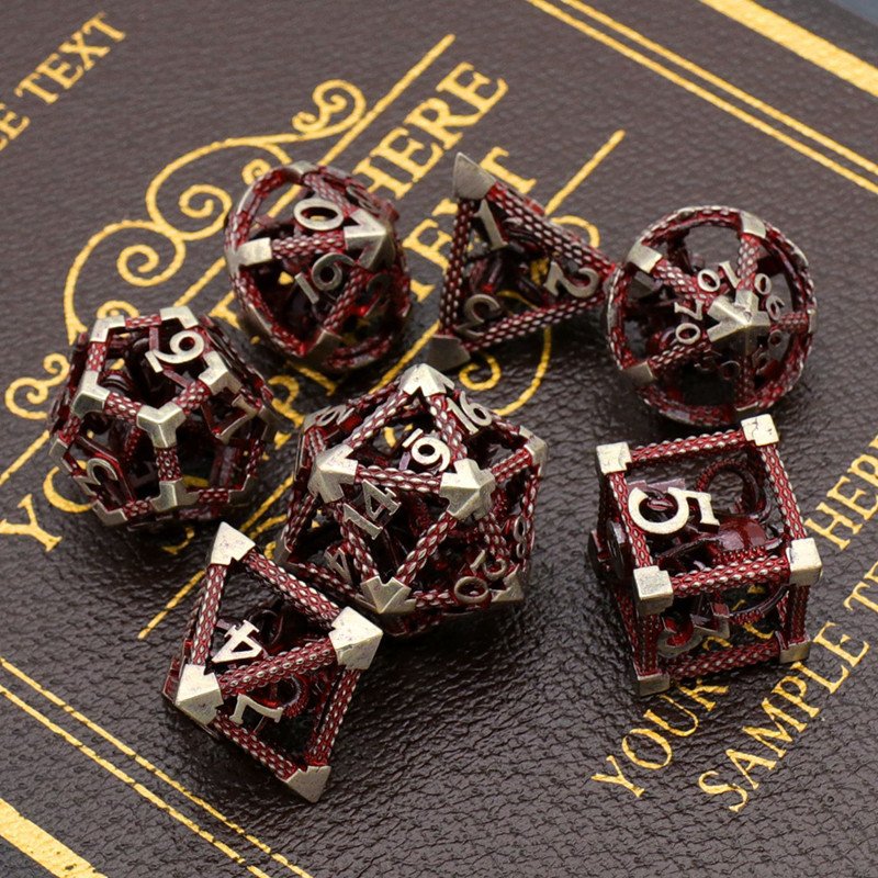 MINI PLANET 3D Octopus Metal DND Dice Set For TRPG Dungeons&Dragons Game Polyhedral Metal Hollow Dice Set Custom DND Dice Metal