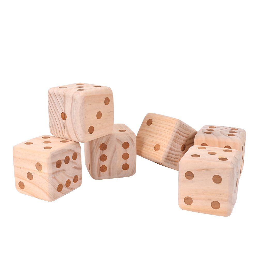 High Quality Large Wooden Dice for Outdoor DND Lawn Games Kids and Adults Yard Giant Dice Game 6pcs