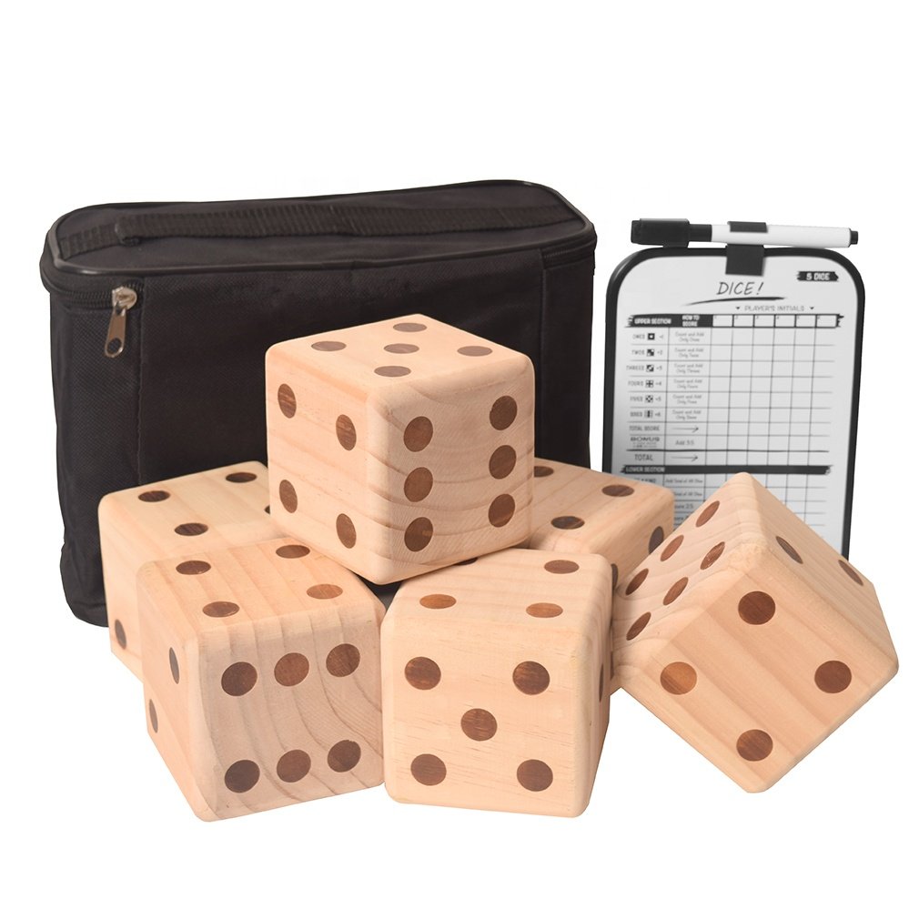 High Quality Large Wooden Dice for Outdoor DND Lawn Games Kids and Adults Yard Giant Dice Game 6pcs