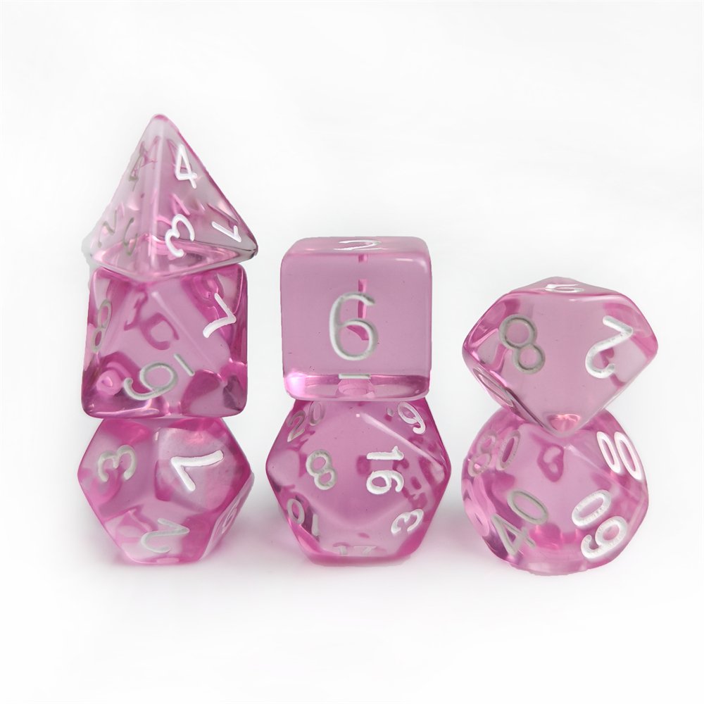 7pcs DND Dice Acrylic Transparent pink Custom dice dungeons and dragons dice set for Tabletop Role Playing Games