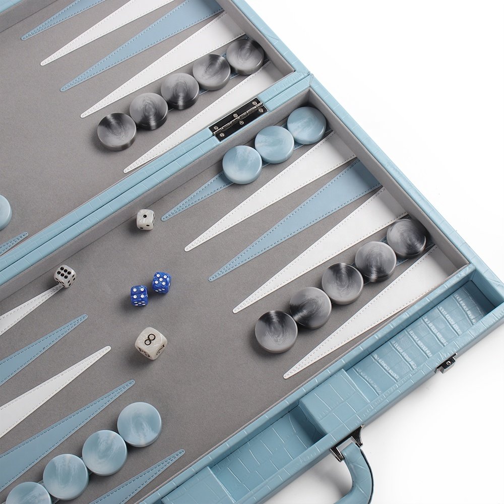 Custom Handmade Luxury Genuine Cowhide Leather Portable Backgammon Game Set