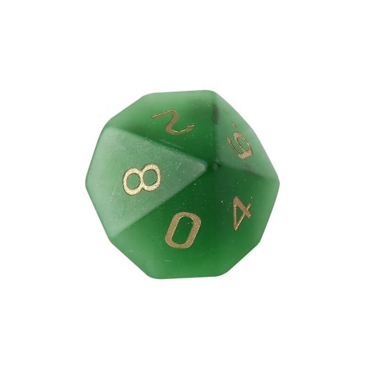 Semi-Precious Green Cat Eye Custom Made Polyhedral DND RPG Gemstone Dice Set