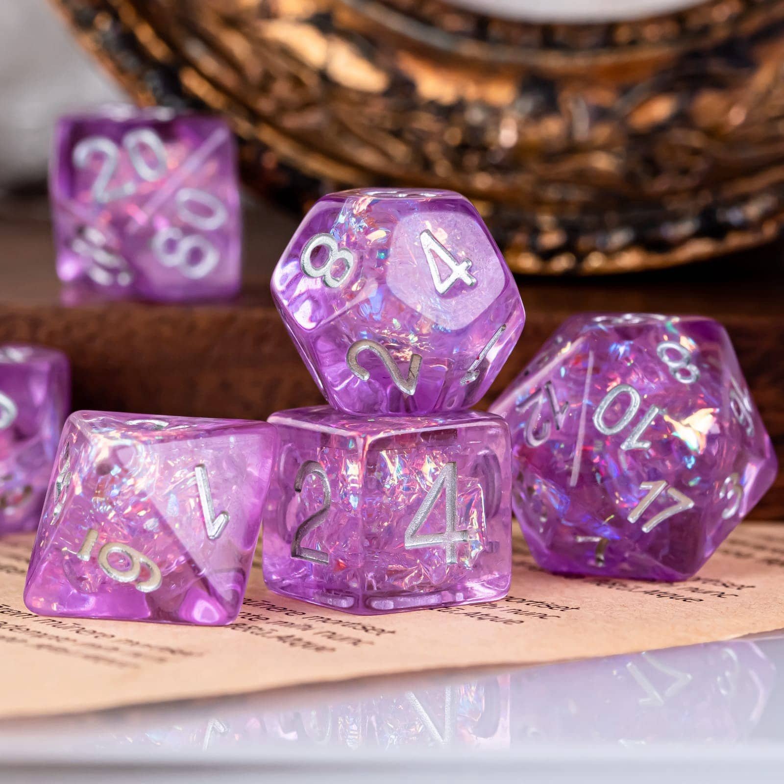 Udixi Plastic polyhedron custom logo dungeons and dragons resin rpg dice set colored candy paper