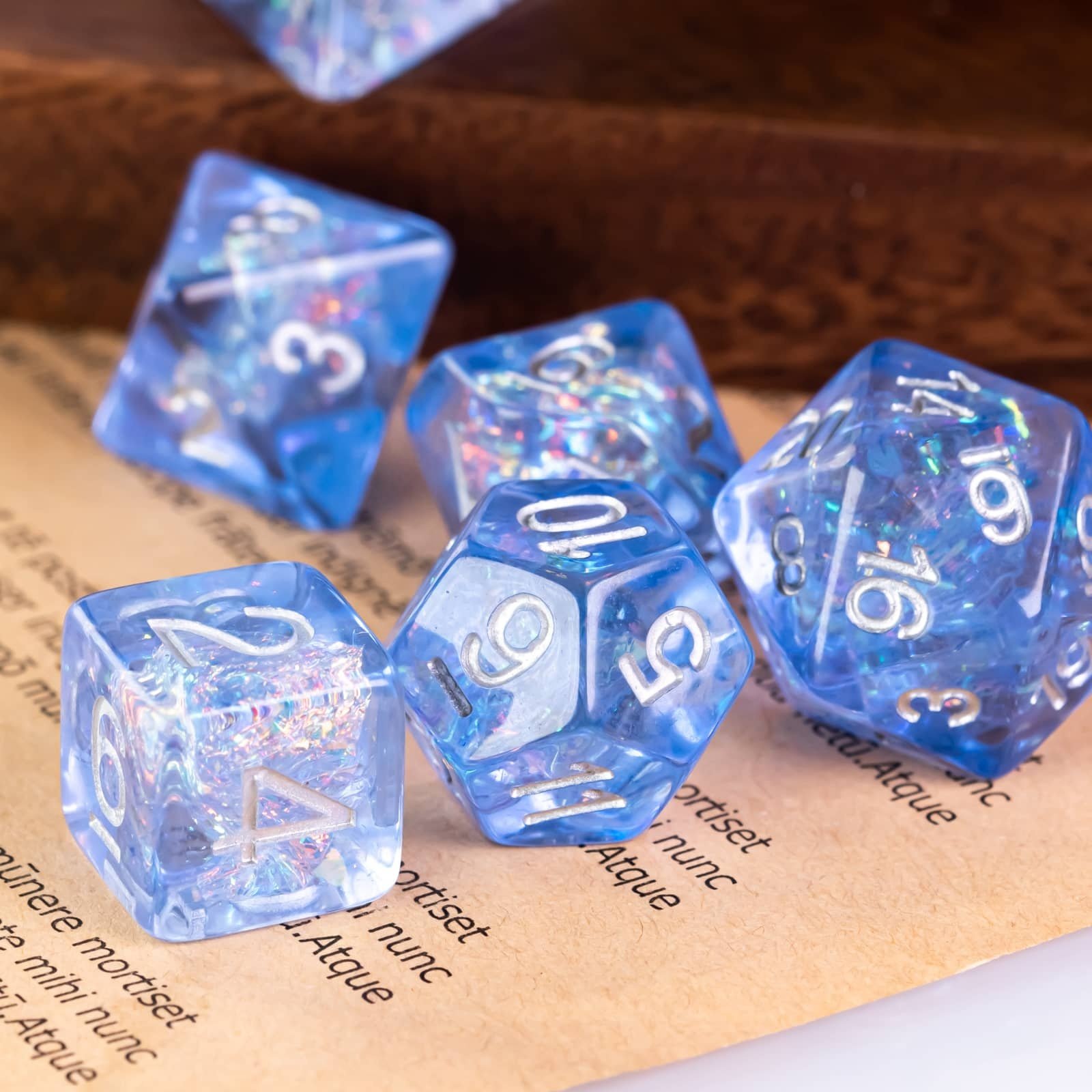 Udixi Plastic polyhedron custom logo dungeons and dragons resin rpg dice set colored candy paper