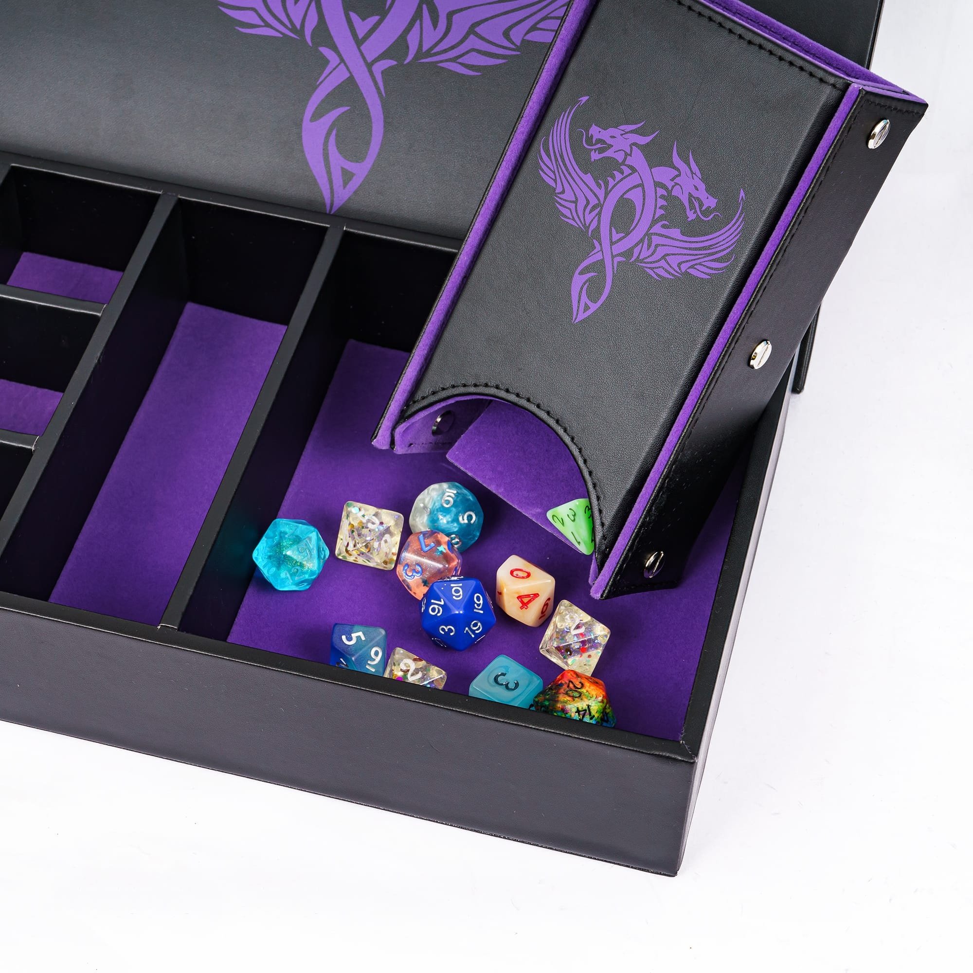 Udixi custom logo Dungeons and Dragons dnd rpg dice box PU Leather Dice Tower&Storage Box