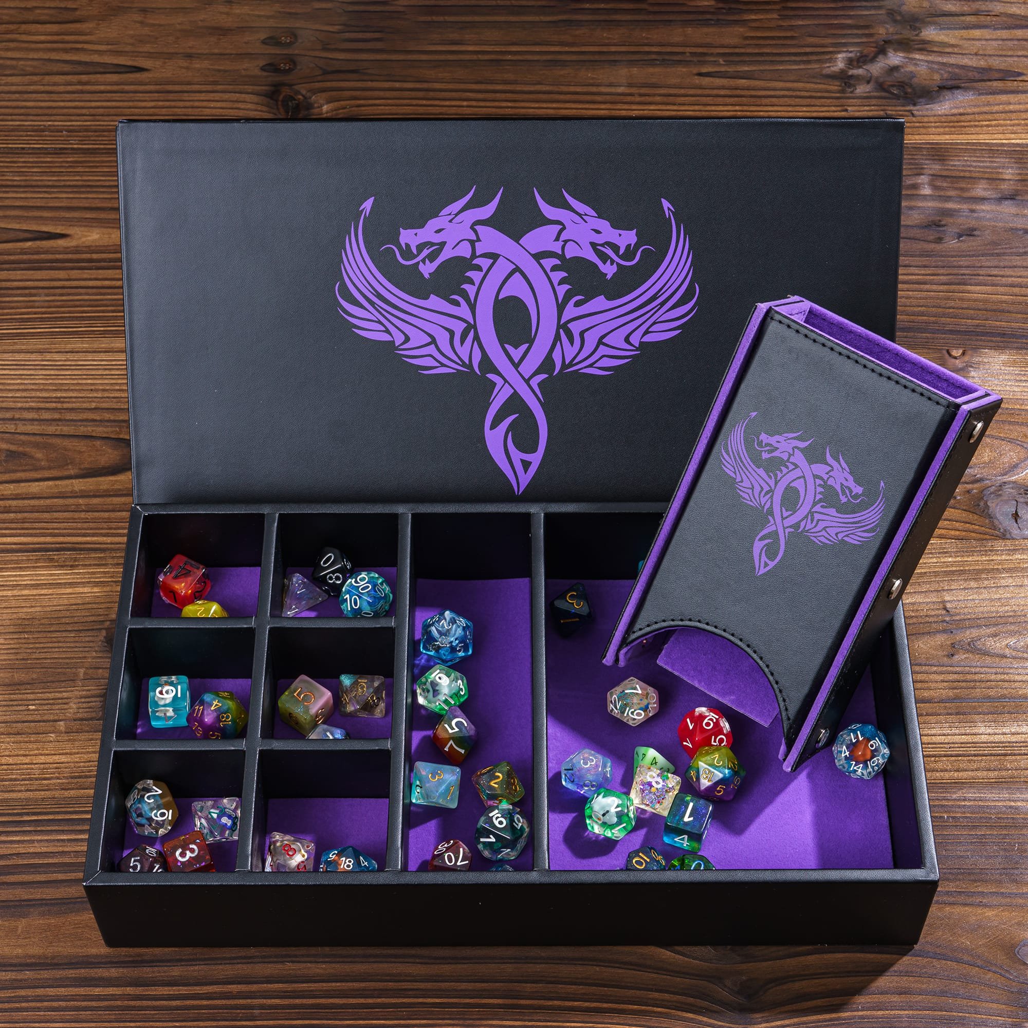 Udixi custom logo Dungeons and Dragons dnd rpg dice box PU Leather Dice Tower&Storage Box