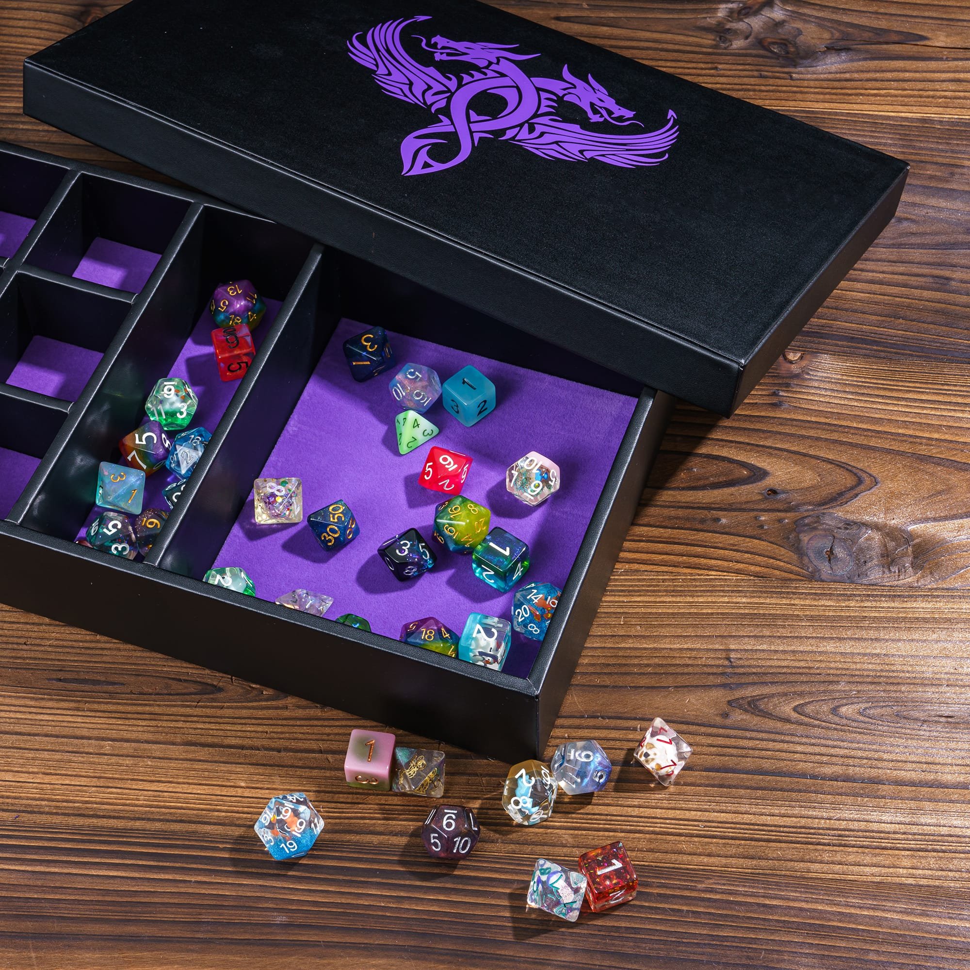Udixi custom logo Dungeons and Dragons dnd rpg dice box PU Leather Dice Tower&Storage Box