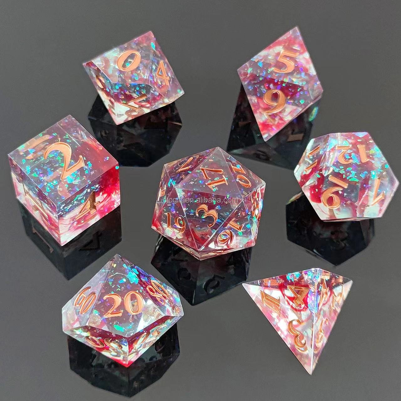Resin Sharp Edge DND Dice Set, 7PCS D and D Dice Role Playing Dice for Dungeons and Dragons RPG Tabletop Game,