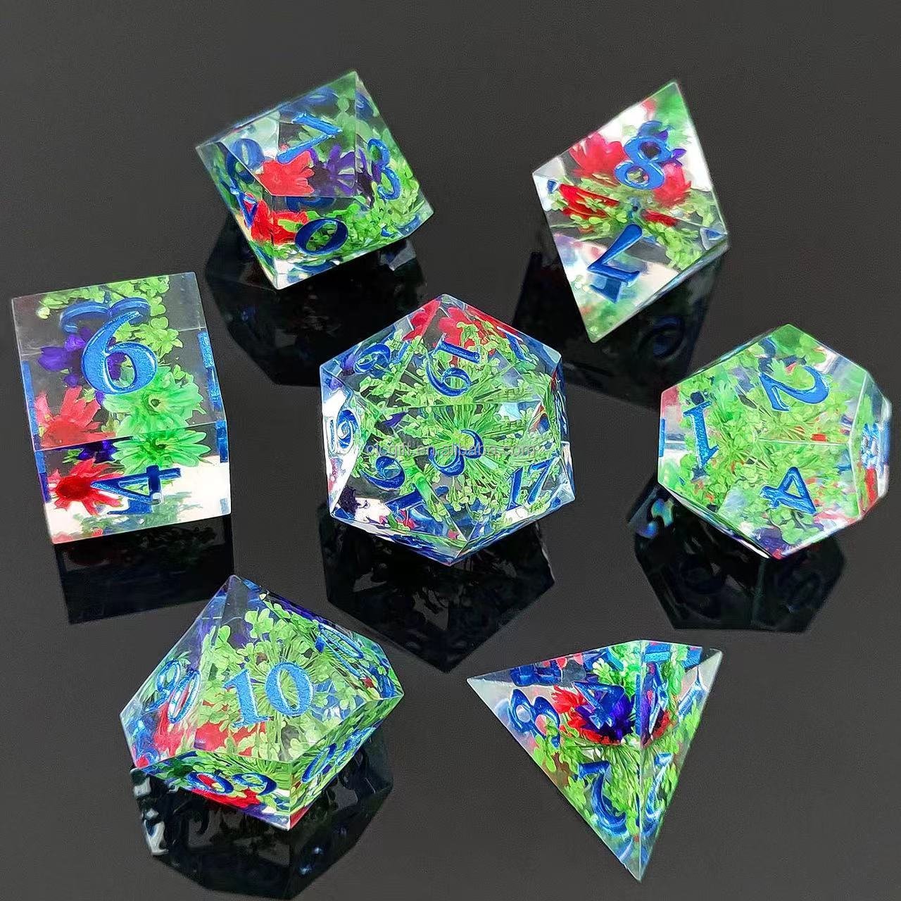 Resin Sharp Edge DND Dice Set, 7PCS D and D Dice Role Playing Dice for Dungeons and Dragons RPG Tabletop Game,
