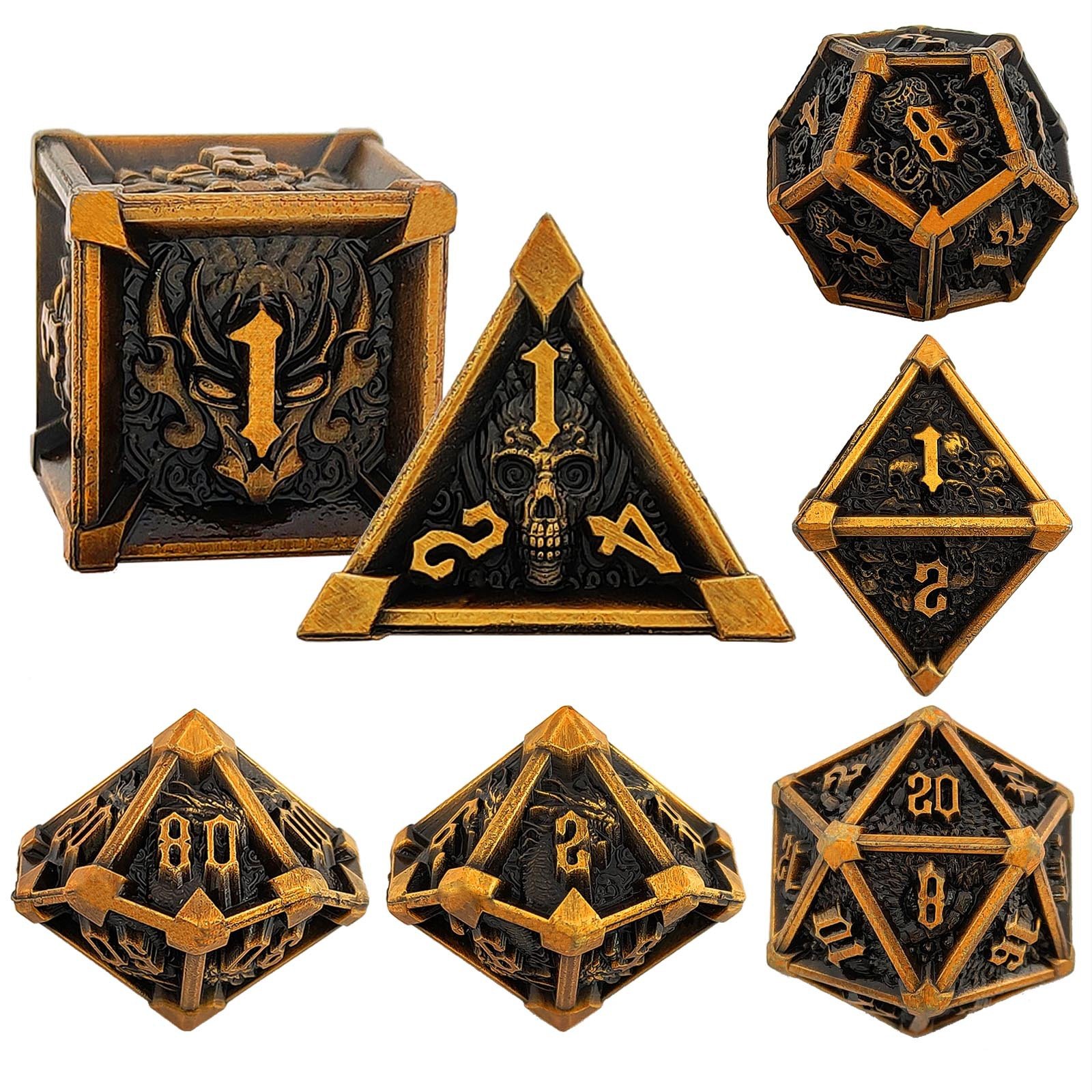 Mini Planet Metal DND Dice Set for Dungeons and Dragons Tavern Play d&d Metal Custom polyhedral RPG Christmas&Halloween Gift set