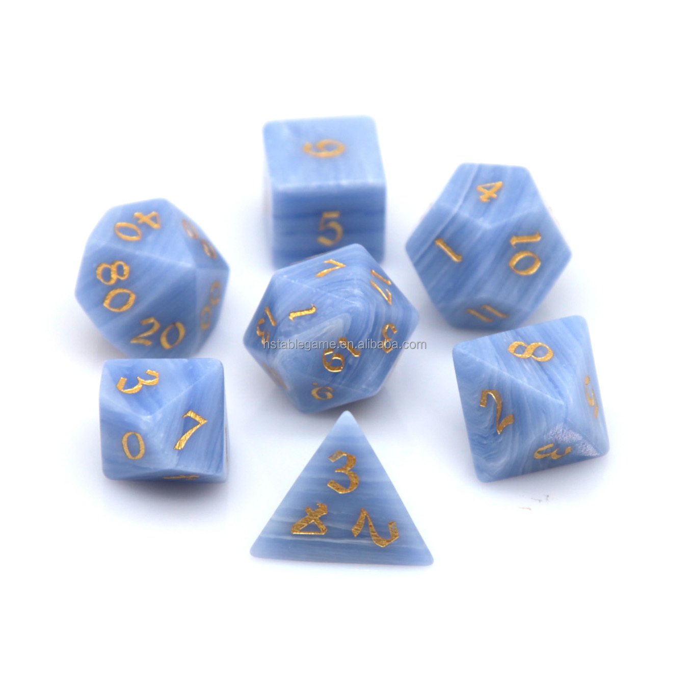 HS Gray Cats Eye Stone Dice Dungeons And Dragons Dice Set For Dnd Rpg