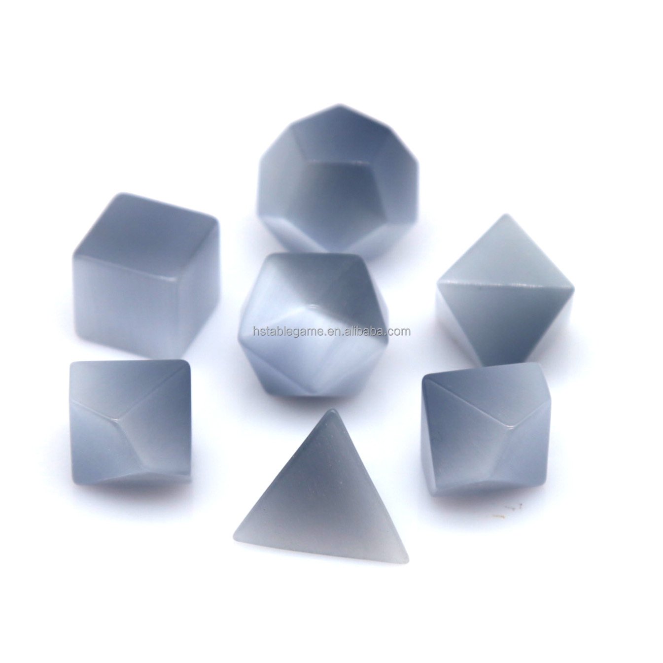 HS Gray Cats Eye Stone Dice Dungeons And Dragons Dice Set For Dnd Rpg