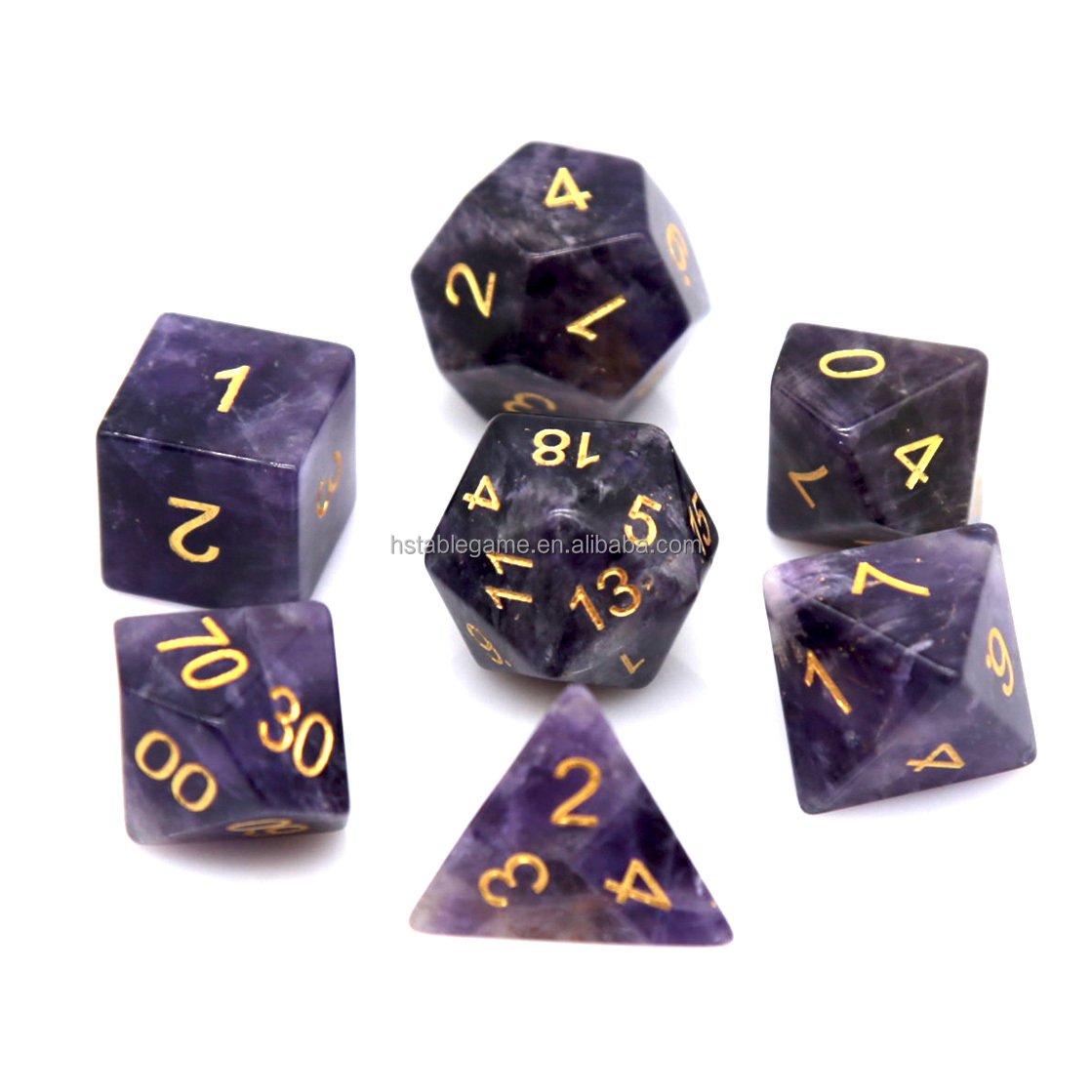 HS Gray Cats Eye Stone Dice Dungeons And Dragons Dice Set For Dnd Rpg