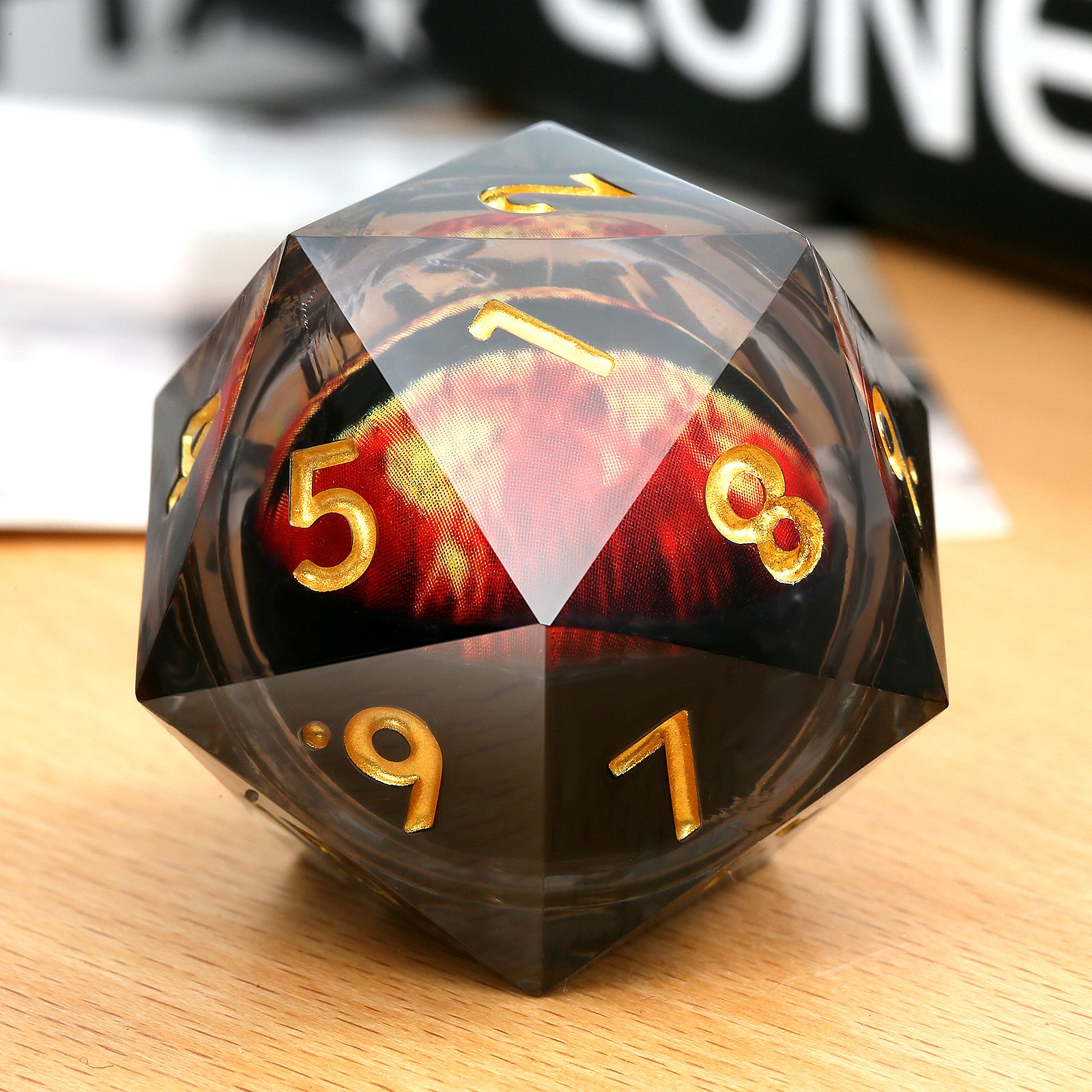 Liquid Core Roll D20 Spindown Dice Large 33mm Single Dragon Eye 20 Sided Dice Set D20 Countdown Dice Resin Purple