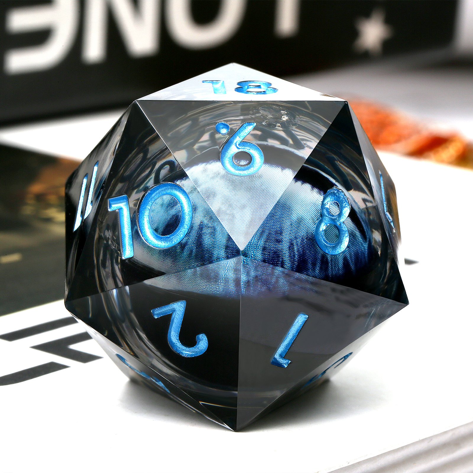 Liquid Core Roll D20 Spindown Dice Large 33mm Single Dragon Eye 20 Sided Dice Set D20 Countdown Dice Resin Purple