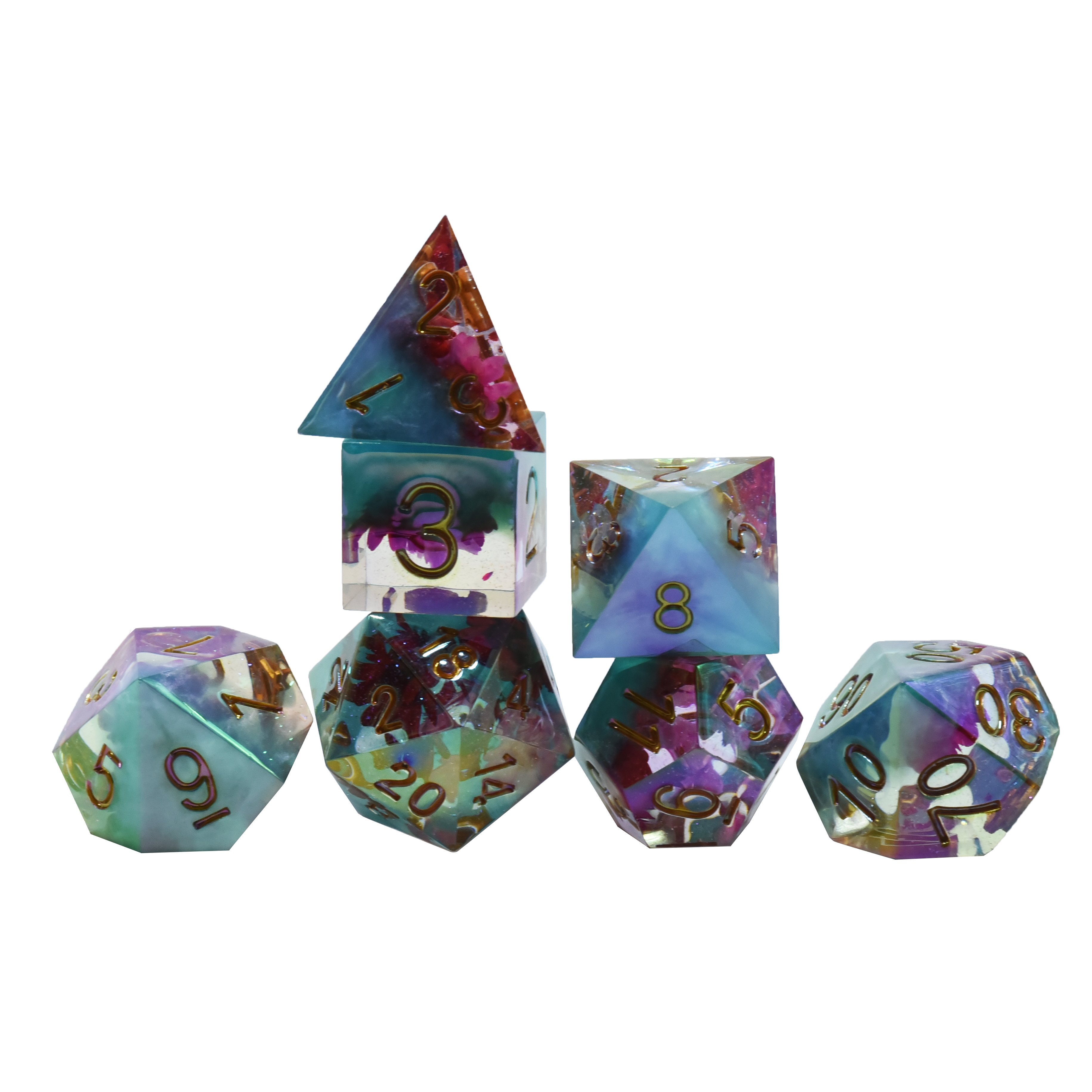Custom Wholesale Colourful Resin Solid Dungeons And Dragons Dice Set Game Dnd Board Game Dice Set