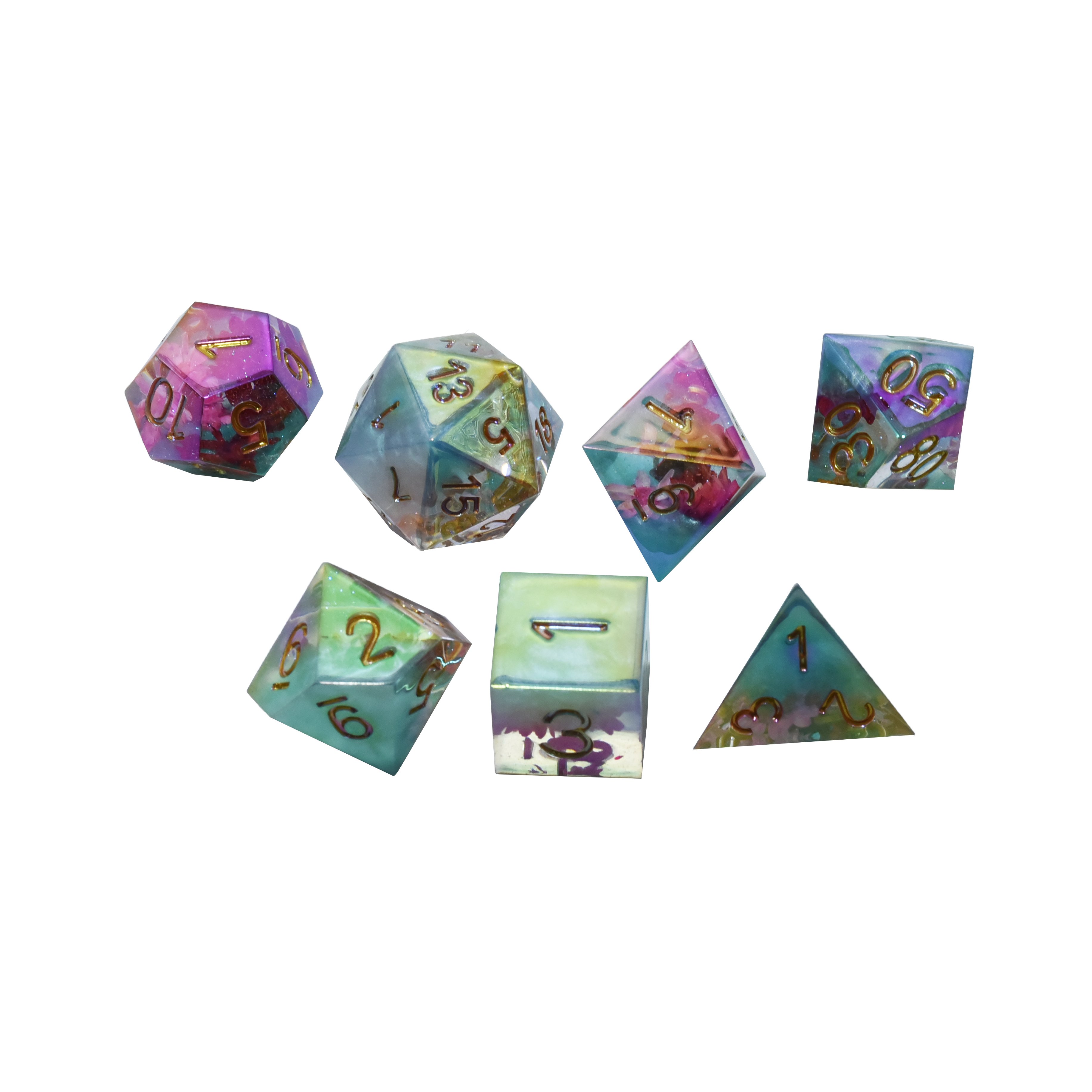 Custom Wholesale Colourful Resin Solid Dungeons And Dragons Dice Set Game Dnd Board Game Dice Set