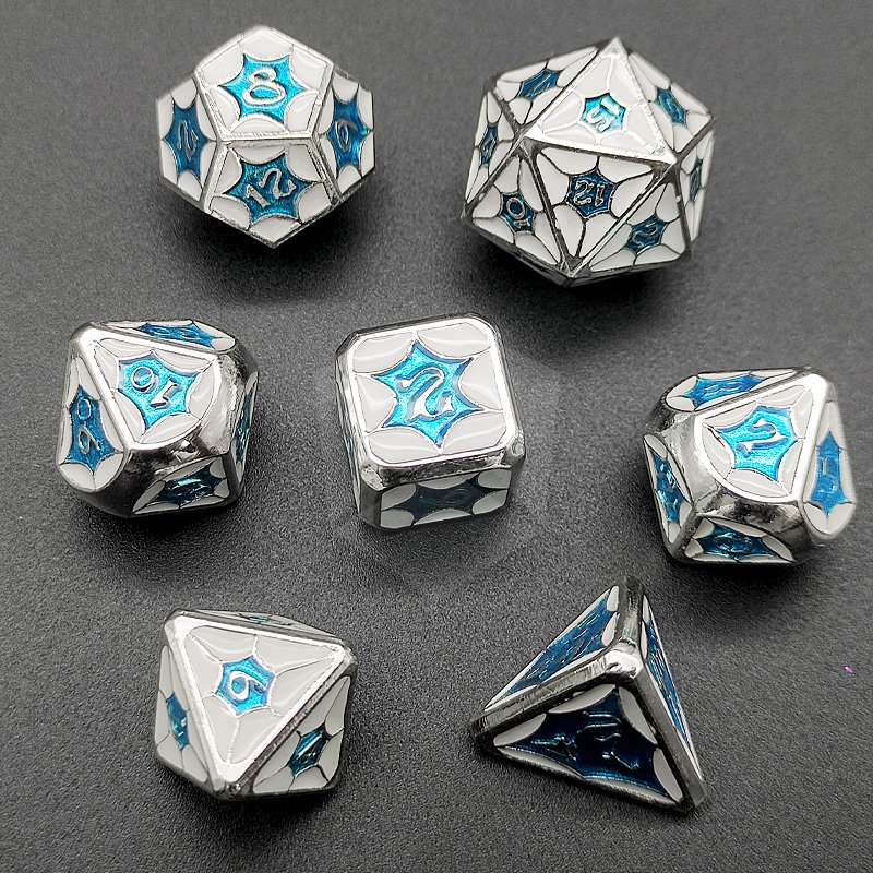 Customized Metal Dice 7 Piece Polyhedral Metal Dice Set for DND Dungeons and Dragons Call Pathfinder Tabletop RPG dice