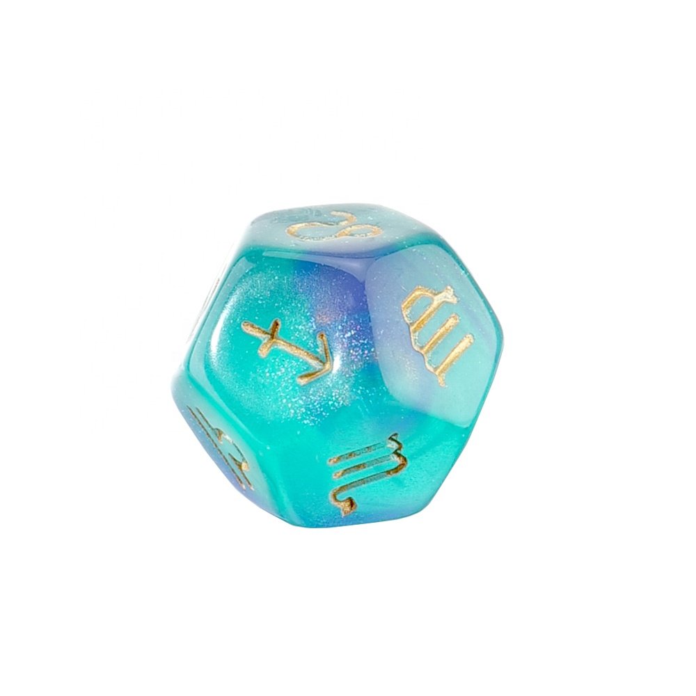 3Pcs D12 18mm Glitter Astrologie Dice Set Resin Tarot Card Astrology Dice Constellation Divination dnd dice set bulk