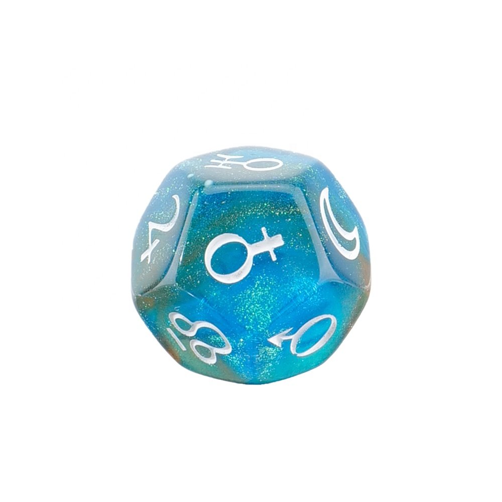 3Pcs D12 18mm Glitter Astrologie Dice Set Resin Tarot Card Astrology Dice Constellation Divination dnd dice set bulk