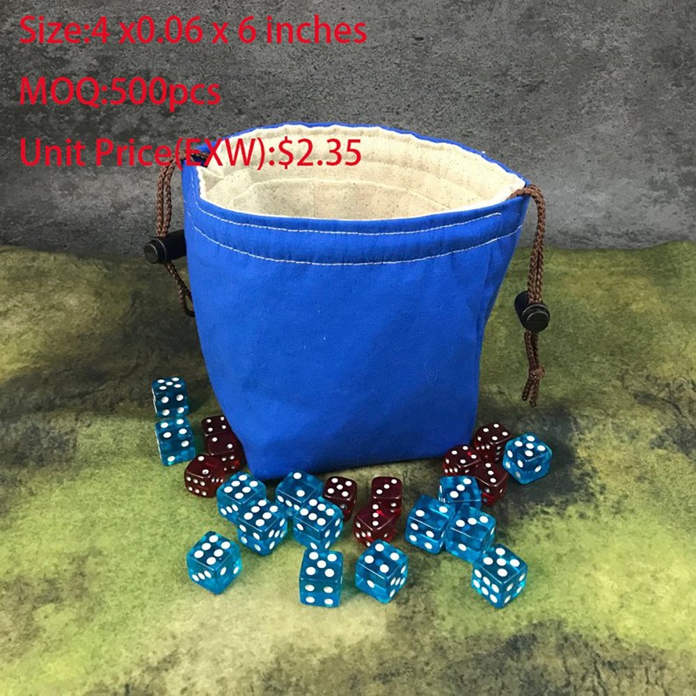 China Factory Competitive Price Free Standing Custom Drawstring Dice Bag