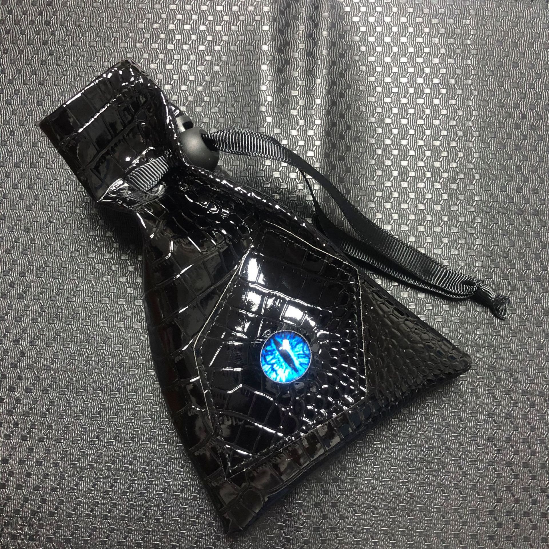 Fashion Gift DND Dice Pouch Storage Bag Evil Eye Drawstring PU Leather Dragon Eye Dice Bag for DND Gamer