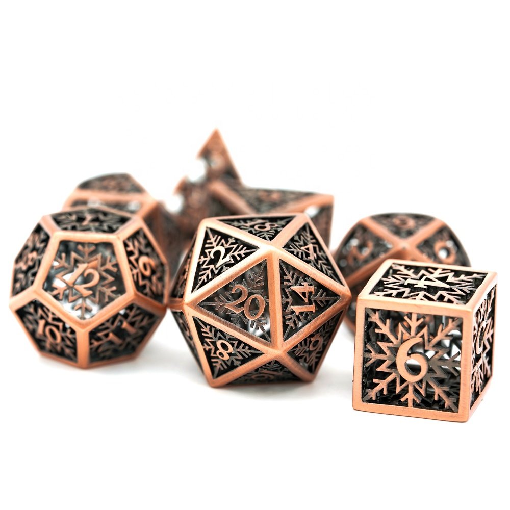Udixi RPG Polyhedral Hollow Snowflake Metal 7PCS Board or Card Games dungeons and dragons Dice Set