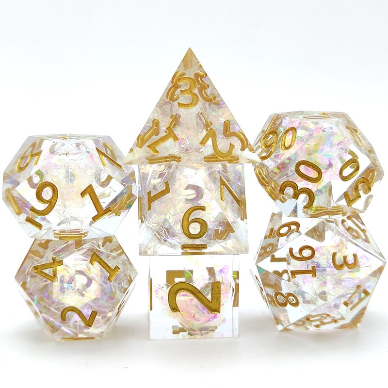 DND Polyhedral RPG Resin Dice set Sharp Edge Dice for Table Top Role Playing Game