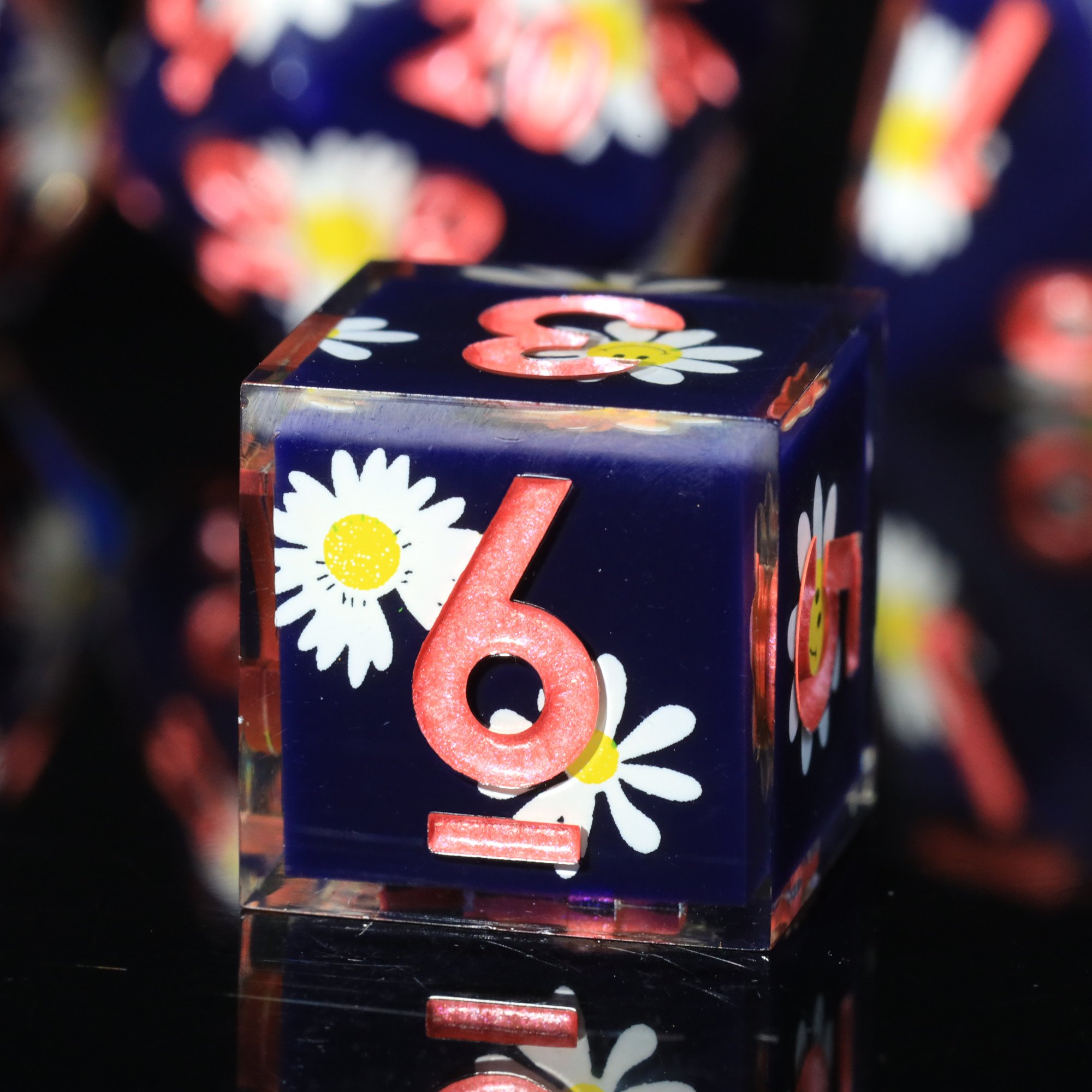 MINI PLANET Layered Stickers Flowers DND Dice Set 7pcs Wholesale Custom Resin Dice For TRPG Board Game Handmade Polyhedral Dice