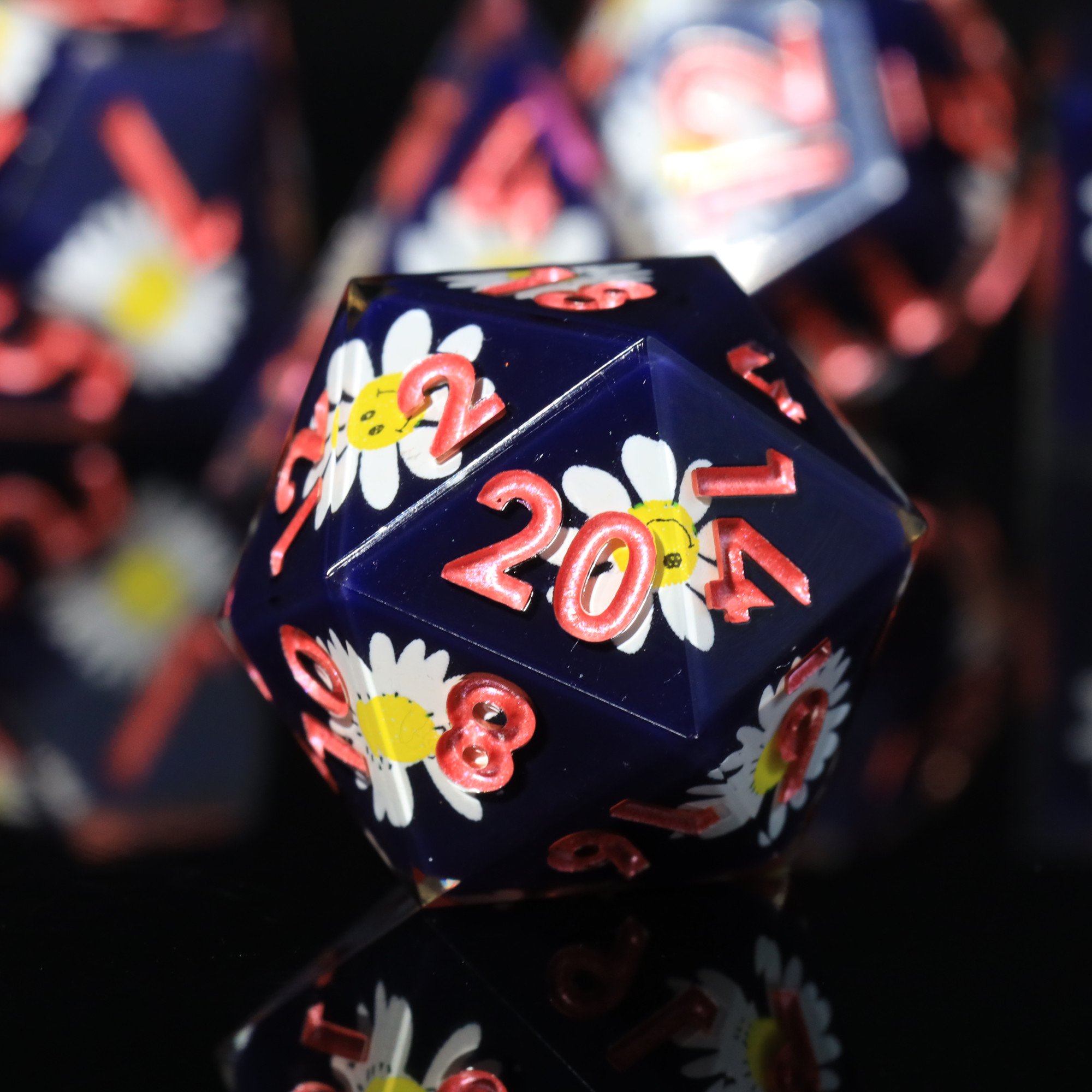 MINI PLANET Layered Stickers Flowers DND Dice Set 7pcs Wholesale Custom Resin Dice For TRPG Board Game Handmade Polyhedral Dice