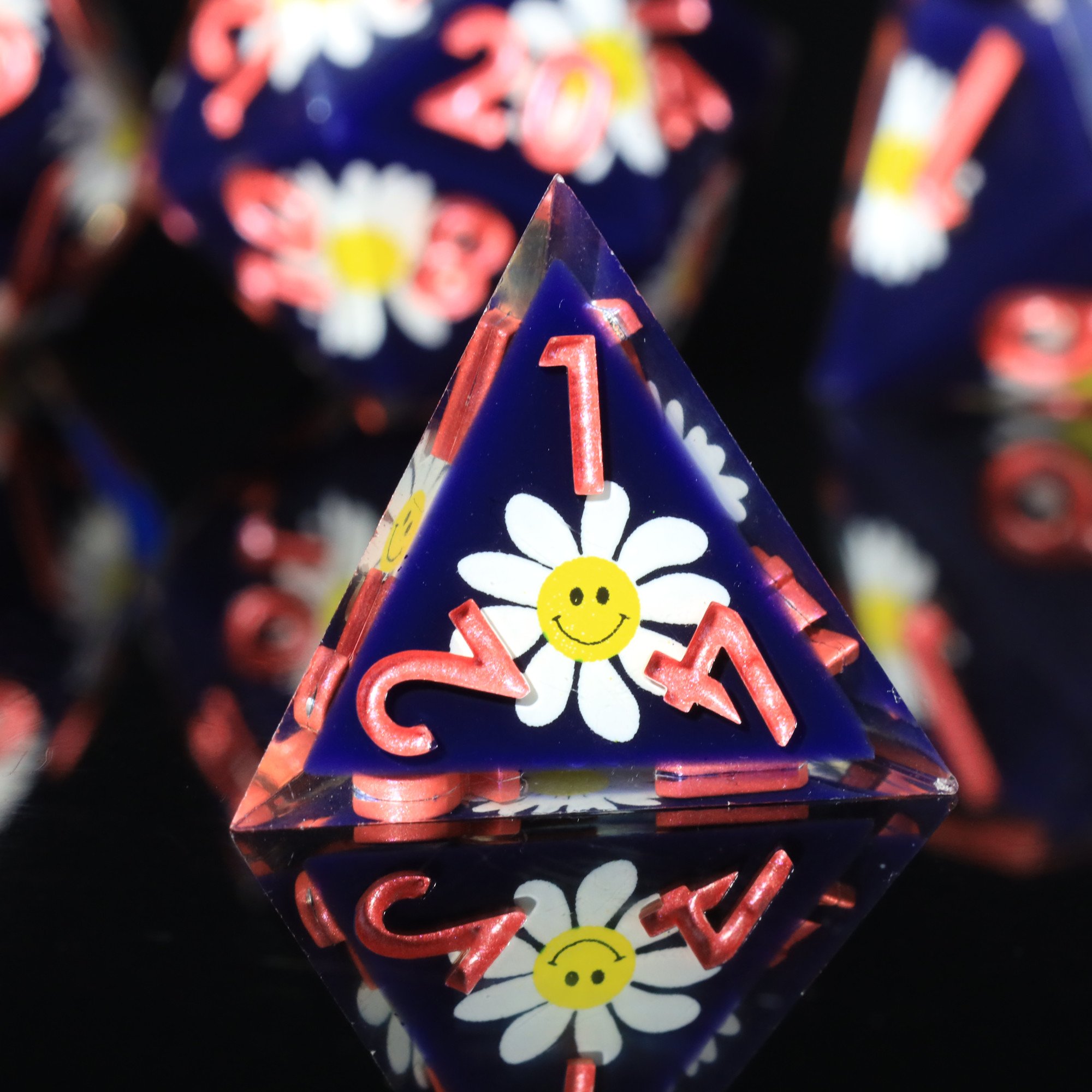 MINI PLANET Layered Stickers Flowers DND Dice Set 7pcs Wholesale Custom Resin Dice For TRPG Board Game Handmade Polyhedral Dice