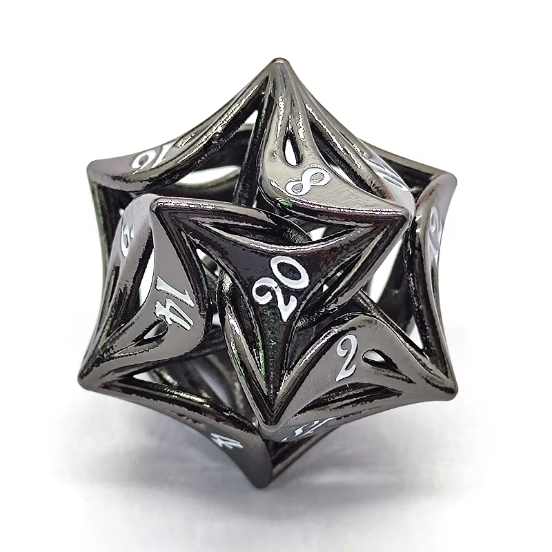 New Metal Flower Hollow Dice DND RPG Dice Set Dungeons And Dragons Role Playing Gaming Dice