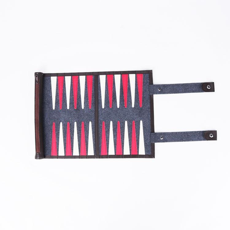 Customized family travel game Scroll Backgammon game set roll up travel backgammon board game set