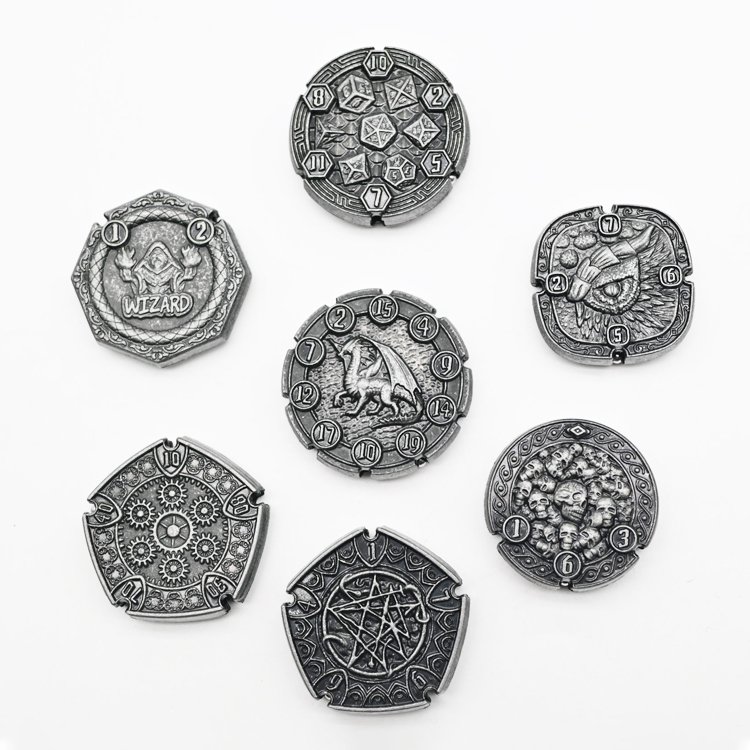 LM New quality coin metal rainbow color dragon & dungeon dice sets gift set