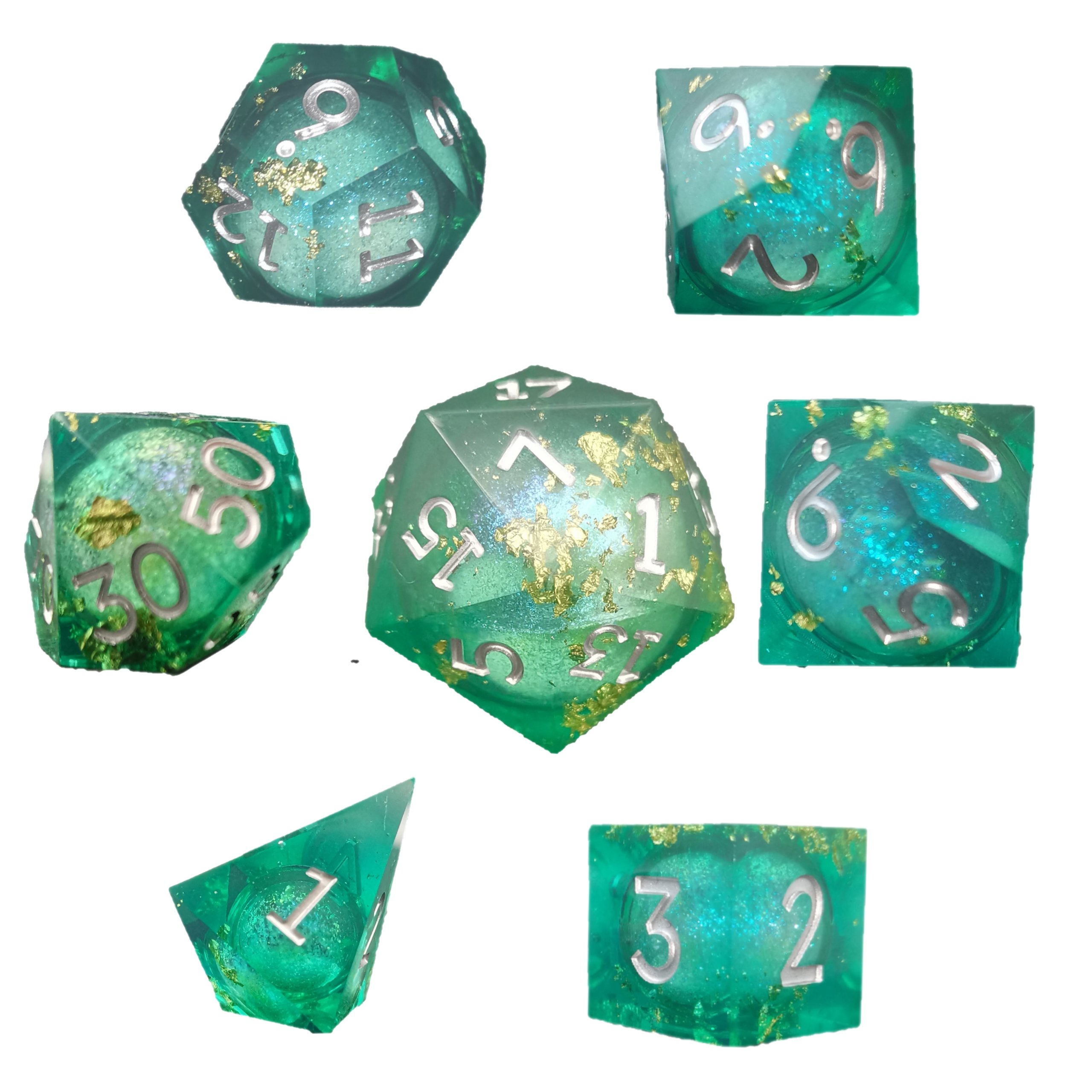 Sharp Edge Polyhedron Resin Liquid Core D&D Dice Set for Dungeons & Dragons Board Game Players