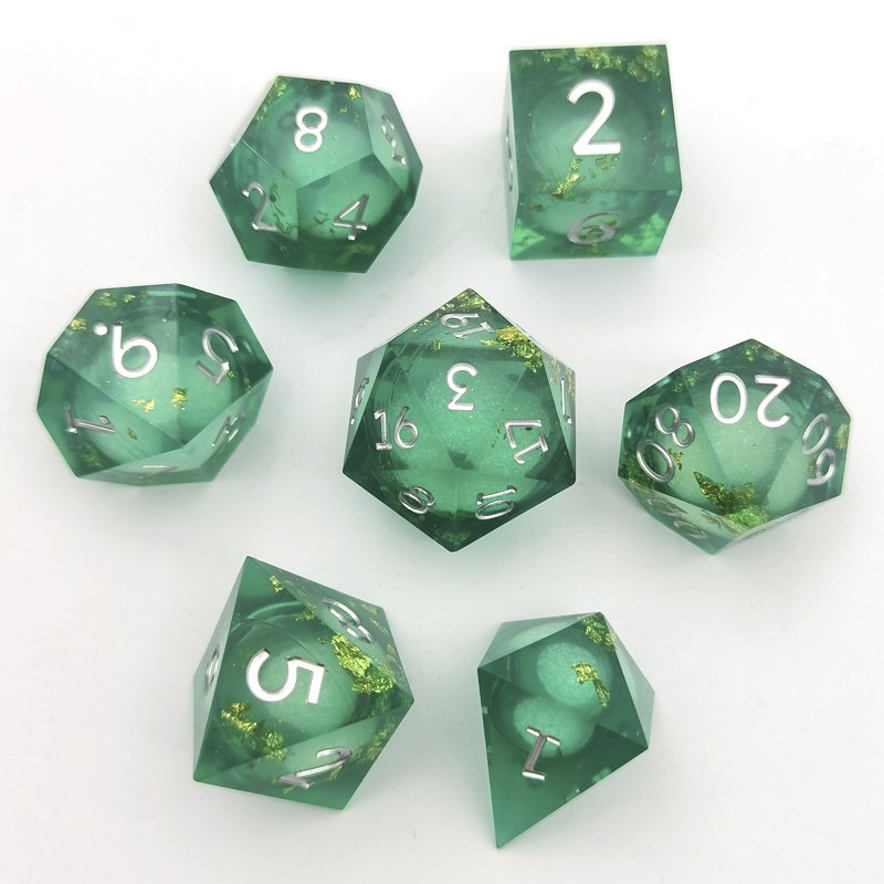 Sharp Edge Polyhedron Resin Liquid Core D&D Dice Set for Dungeons & Dragons Board Game Players