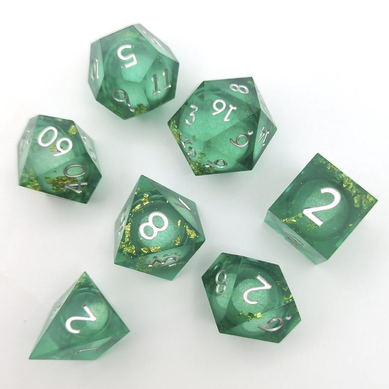 Sharp Edge Polyhedron Resin Liquid Core D&D Dice Set for Dungeons & Dragons Board Game Players