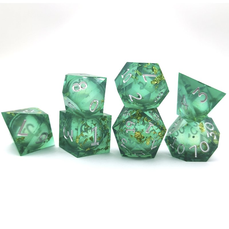 Sharp Edge Polyhedron Resin Liquid Core D&D Dice Set for Dungeons & Dragons Board Game Players