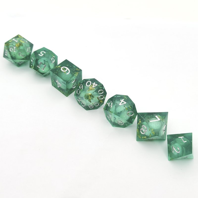 Sharp Edge Polyhedron Resin Liquid Core D&D Dice Set for Dungeons & Dragons Board Game Players