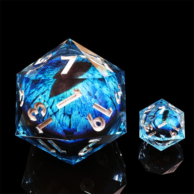 Mini Planet Dragon Eye Dice D20 50mm Polyhedral Resin Liquid Core for TRPG Dragon and Dungeon Board Games DND Core Components