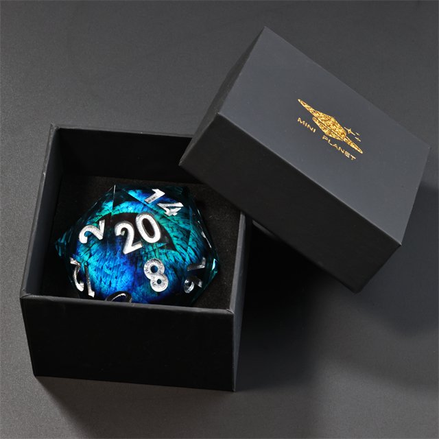Mini Planet Dragon Eye Dice D20 50mm Polyhedral Resin Liquid Core for TRPG Dragon and Dungeon Board Games DND Core Components
