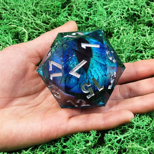 Mini Planet Dragon Eye Dice D20 50mm Polyhedral Resin Liquid Core for TRPG Dragon and Dungeon Board Games DND Core Components