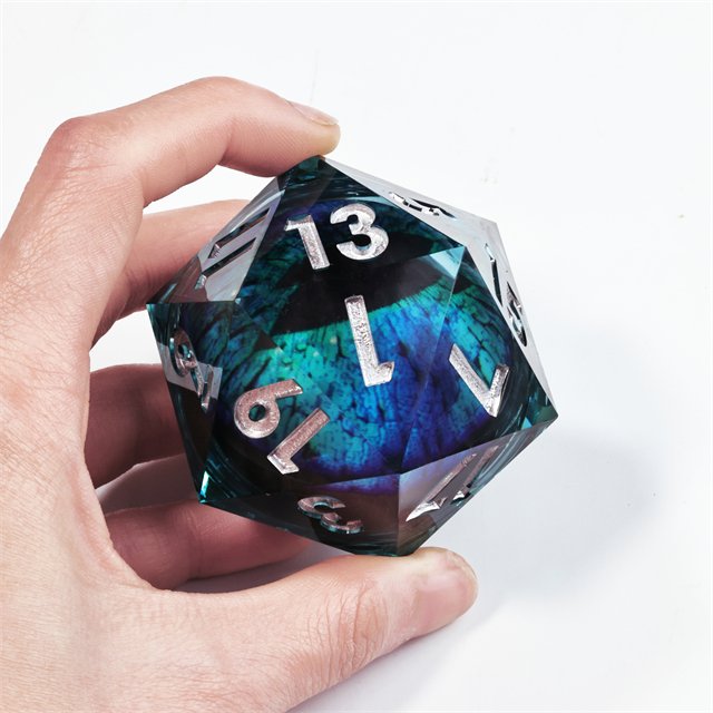 Mini Planet Dragon Eye Dice D20 50mm Polyhedral Resin Liquid Core for TRPG Dragon and Dungeon Board Games DND Core Components