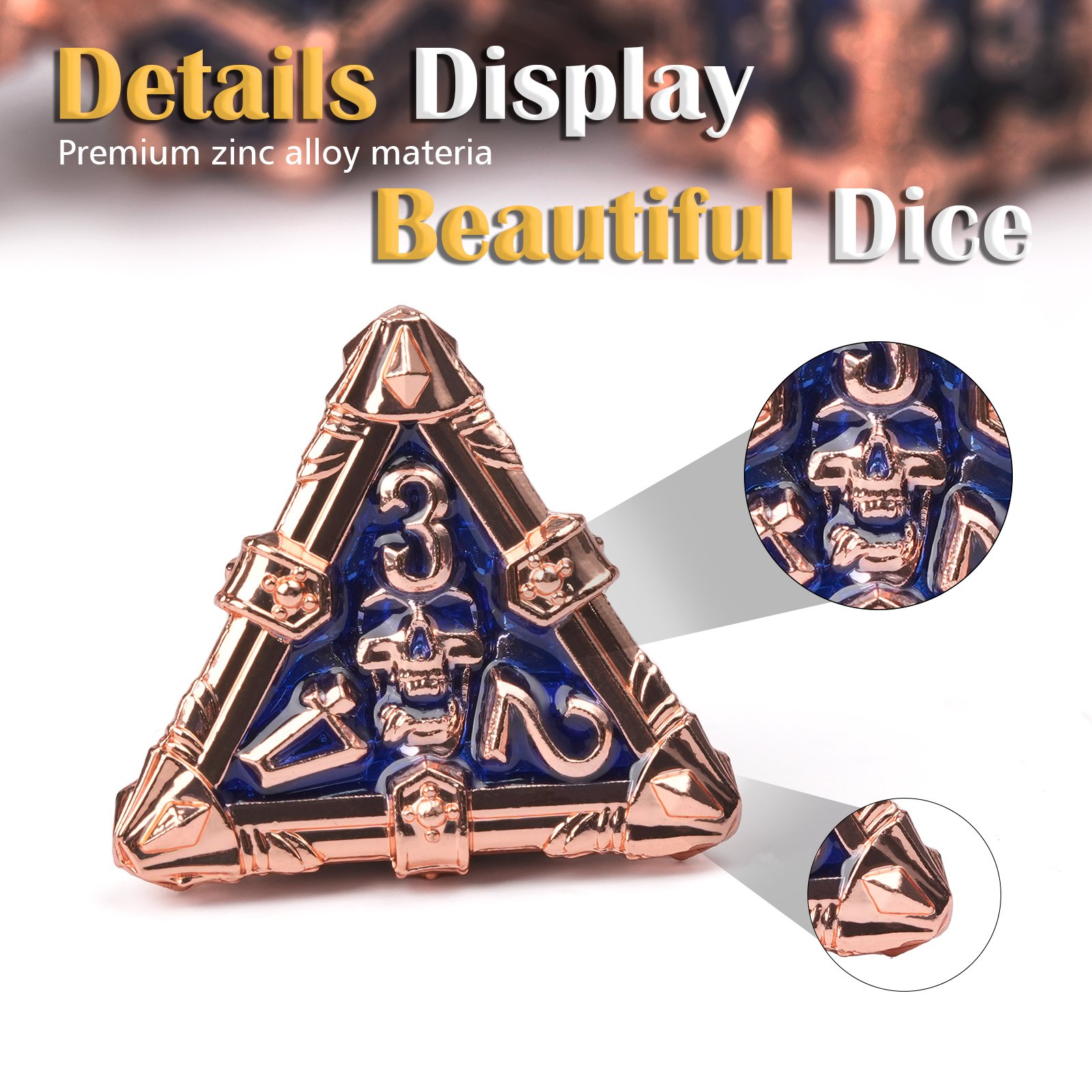 DND Dragon Skeleton Metal Polyhedral Bone Dice Set D&D RPG Suitable for Dungeons and Dragons Role Playing Games