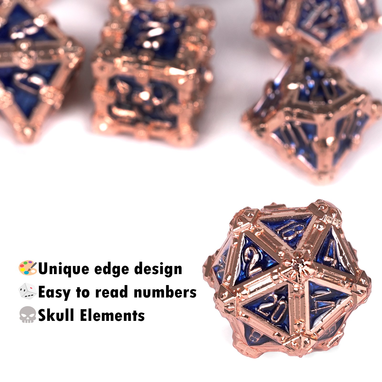 DND Dragon Skeleton Metal Polyhedral Bone Dice Set D&D RPG Suitable for Dungeons and Dragons Role Playing Games
