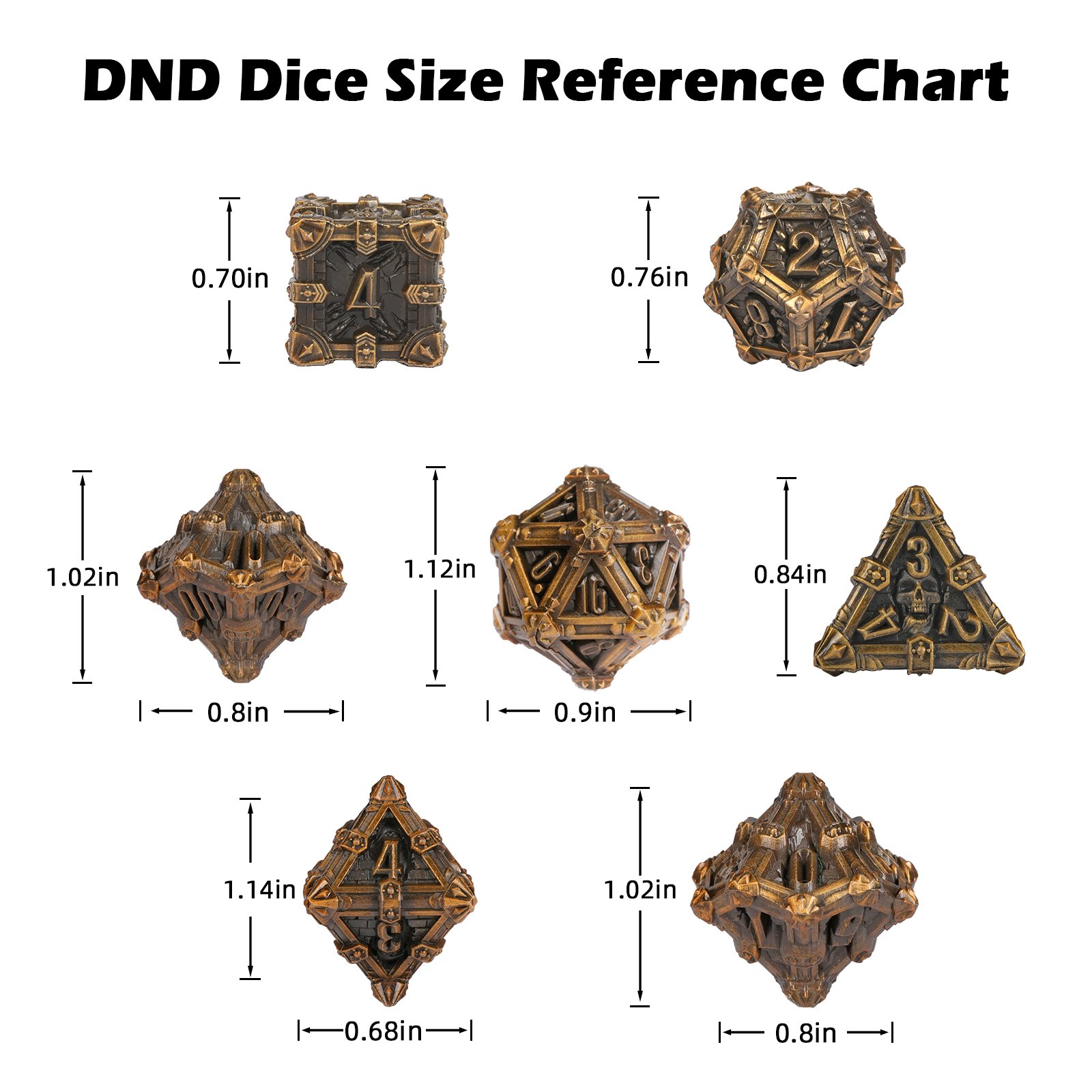 DND Dragon Skeleton Metal Polyhedral Bone Dice Set D&D RPG Suitable for Dungeons and Dragons Role Playing Games