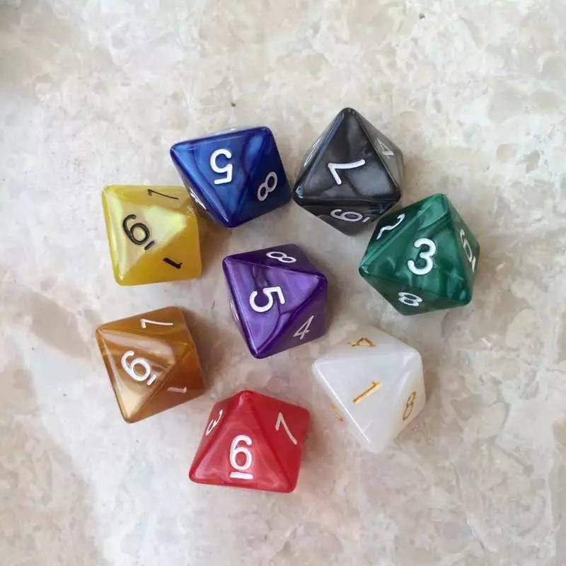 High quality acrylic 8 sided dice set board games children adult family dice polyhedral plastic dice