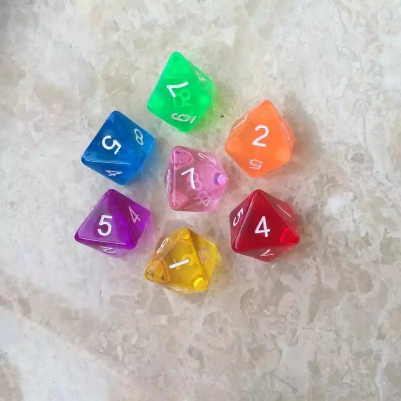 High quality acrylic 8 sided dice set board games children adult family dice polyhedral plastic dice