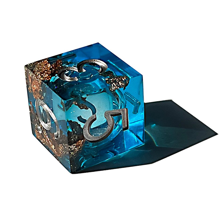 Full set Handmade Resin Sharp Edge Dice Polyhedral Dice Set - Dungeons & Dragons Lake Gold Treasure