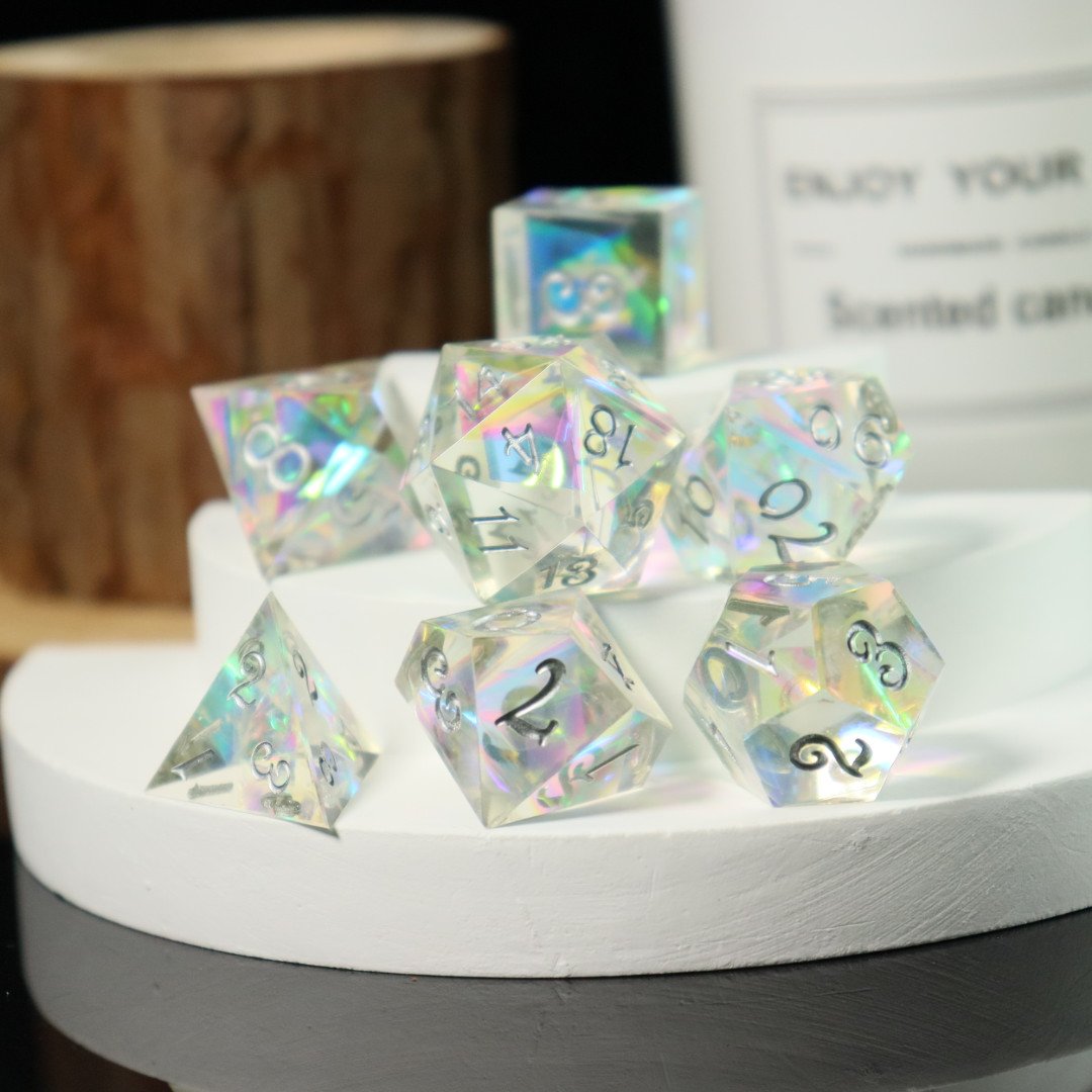 Wholesale Customized High Quality Resin Dice Set Colorful with Numbers for DND Game